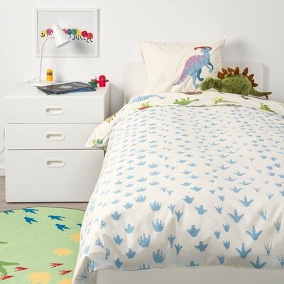 IKEA JATTELIK Duvet cover and pillowcase, Dinosaurs/white, 150x200/50x80 cm (59x79/20x31 ") | IKEA Bed linen | Eachdaykart