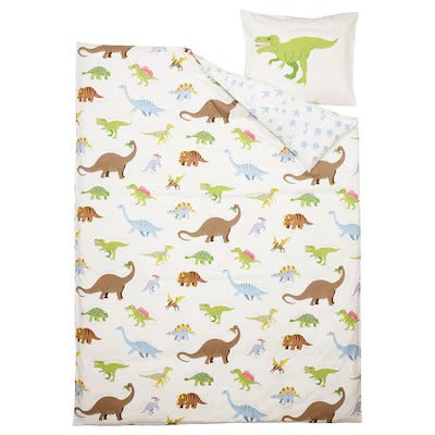 IKEA JATTELIK Bettbezug und Kissenbezug, Dinosaurier/weiß, 150x200/50x80 cm (59x79/20x31 ") | IKEA Bettwäsche | Eachdaykart