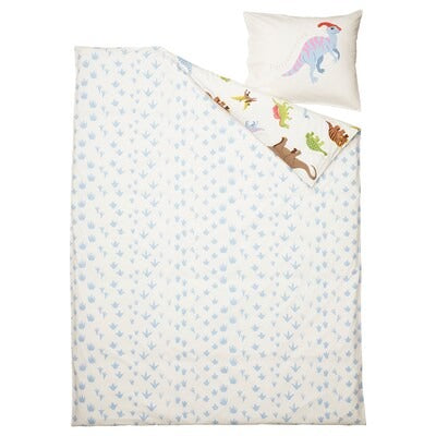 IKEA JATTELIK Duvet cover and pillowcase, Dinosaurs/white, 150x200/50x80 cm (59x79/20x31 ") | IKEA Bed linen | Eachdaykart