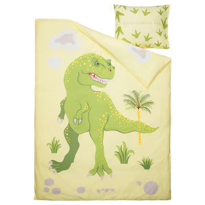 IKEA JATTELIK Duvet cover and pillowcase, Tyrannosaurus Rex/Triceratops/yellow, 150x200/50x80 cm (59x79/20x31 ") | IKEA Bed linen | Eachdaykart
