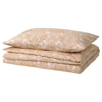 IKEA JATTEVALLMO Duvet cover and pillowcase, yellow/white, 150x200/50x80 cm (59x79/20x31 ") | IKEA Bed linen | Eachdaykart