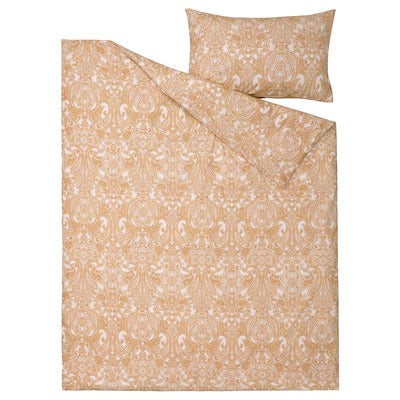 IKEA JATTEVALLMO Duvet cover and pillowcase, yellow/white, 150x200/50x80 cm (59x79/20x31 ") | IKEA Bed linen | Eachdaykart