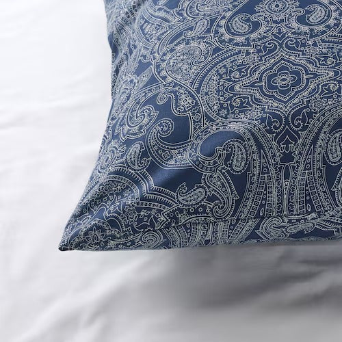 IKEA JATTEVALLMO Pillowcase, dark blue/white, 50x80 cm (20x31 ") | IKEA Bed linen | Eachdaykart