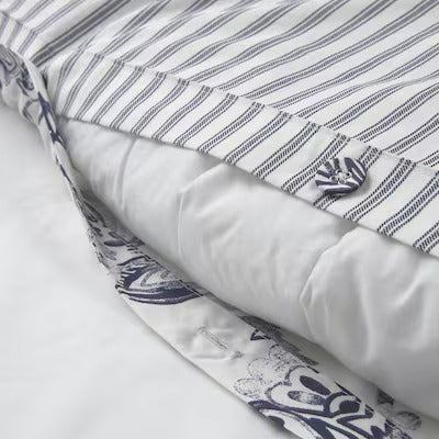 IKEA JUNIMAGNOLIA Duvet cover and pillowcase, white/dark blue, 150x200/50x80 cm (59x79/20x31 ") | IKEA Bed linen | Eachdaykart