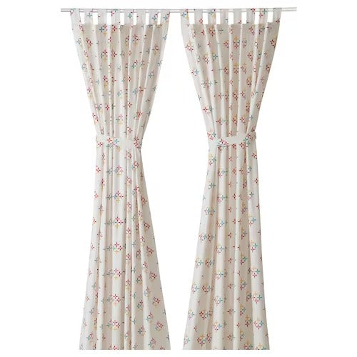 IKEA Klibbarv Curtains 1 pair white printed