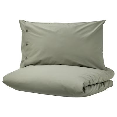 IKEA KRAKRISMOTT Duvet cover and pillowcase, light green, 150x200/50x80 cm (59x79/20x31 ") | IKEA Bed linen | Eachdaykart