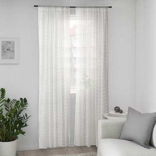 IKEA Kronmal Sheer curtains 1 pair dot pattern white