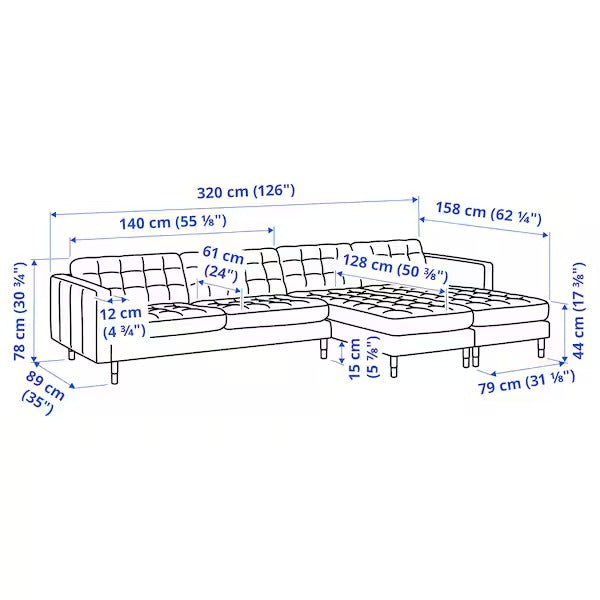 IKEA Landskrona 4 seat sofa with chaise longues