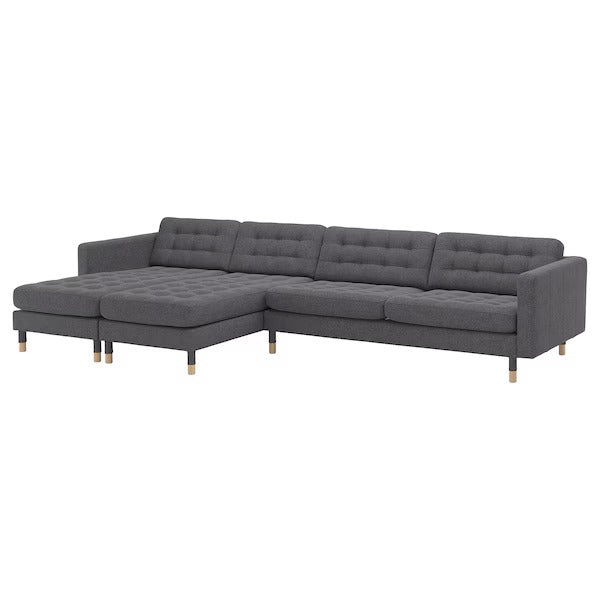 IKEA Landskrona 5 seat sofa with chaise longues gunnared dark grey wood