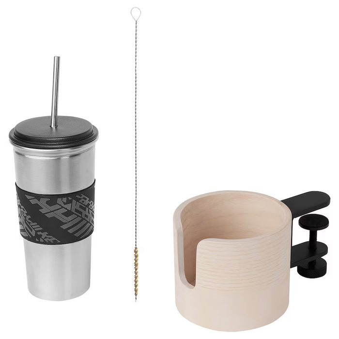 IKEA LANESPELARE Mug and mug holder, black