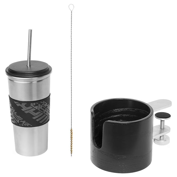 IKEA LANESPELARE Mug and mug holder, black