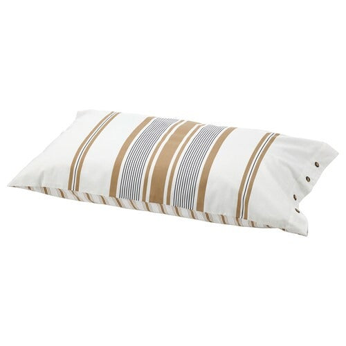 IKEA LAPPDUNORT Pillowcase, white/brown/striped, 50x80 cm (20x31 ") | IKEA Bed linen | Eachdaykart
