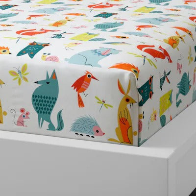IKEA LATTJO Flat sheet and pillowcase, animal/multicolour, 150x250/50x80 cm (59x98/20x31 ") | IKEA Bed linen | Eachdaykart