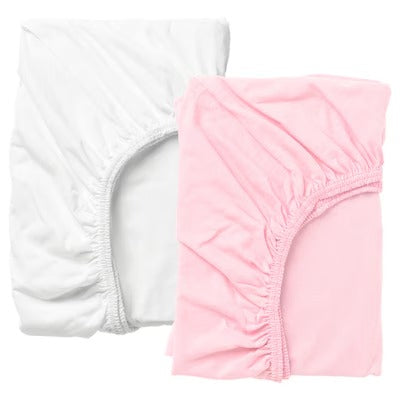 IKEA LEN Spannbettlaken für Kinderbett, weiß/rosa, 60x120 cm (24x47 Zoll) | IKEA Bettwäsche | Eachdaykart 