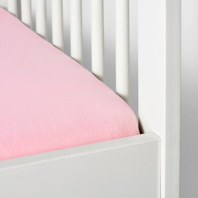 IKEA LEN Fitted sheet for cot, white/pink, 60x120 cm (24x47 ") | IKEA Bed linen | Eachdaykart