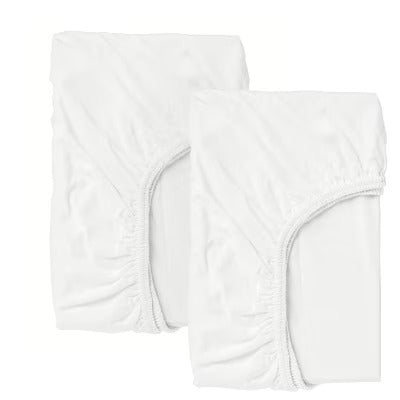 IKEA LEN Fitted sheet for cot, white, 60x120 cm (24x47 "), pack of 2 | IKEA Bed linen | Eachdaykart