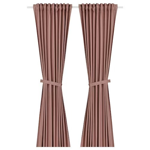 IKEA Lenda Curtains with tie backs 1 pair brown red