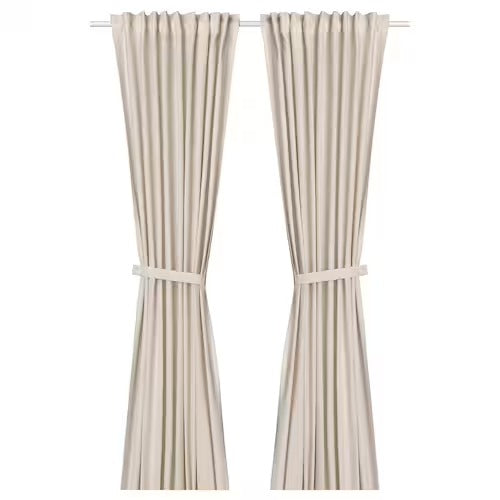 IKEA LENDA Curtains with tie-backs, 1 pair, off-white, 140x250 cm (55x98 ") | IKEA Curtains | Eachdaykart