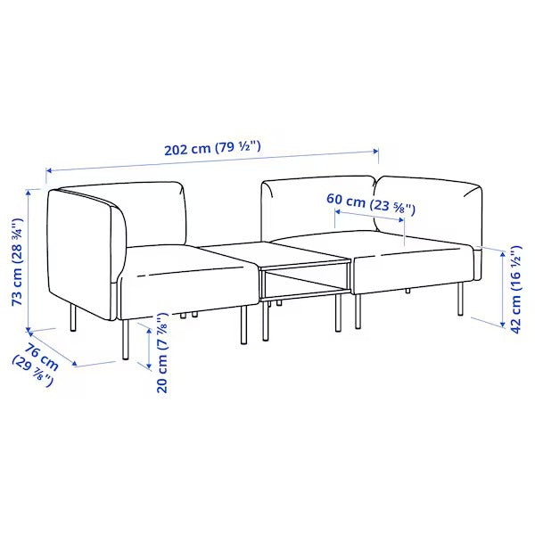 IKEA Lillehem 2 seat modular sofa with side table