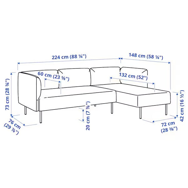 IKEA Lillehem 3 seat modular sofa w chaise longue