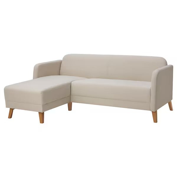 IKEA Linanas 3 seat sofa with chaise longue vissle beige