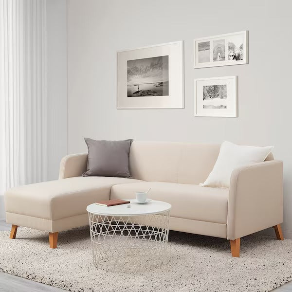 IKEA Linanas 3 seat sofa with chaise longue vissle beige