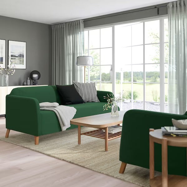 IKEA Linanas sofa protector for 3 seat sofa vissle dark green