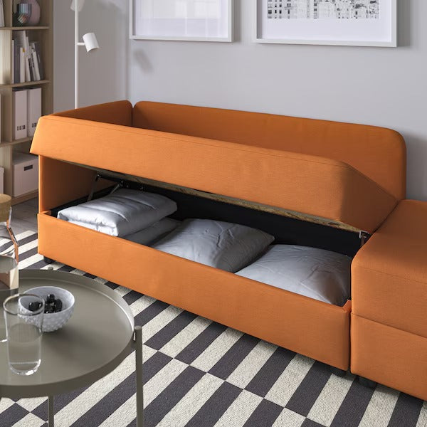 IKEA Lindakra 2 seat sofa bed knisa bright orange