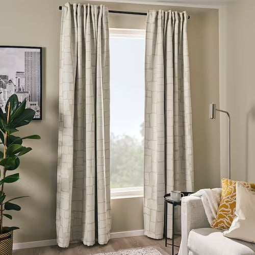IKEA LONNSTAVMAL Block-out curtains, 1 pair, beige, 145x250 cm (57x98 ") | IKEA Curtains | Eachdaykart