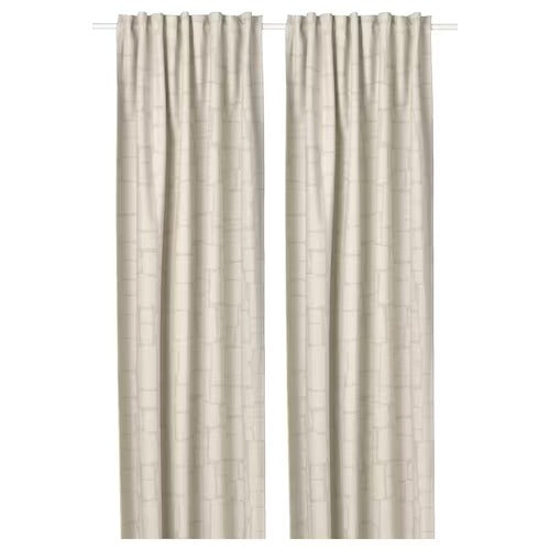 IKEA LONNSTAVMAL Block-out curtains, 1 pair, beige, 145x250 cm (57x98 ") | IKEA Curtains | Eachdaykart