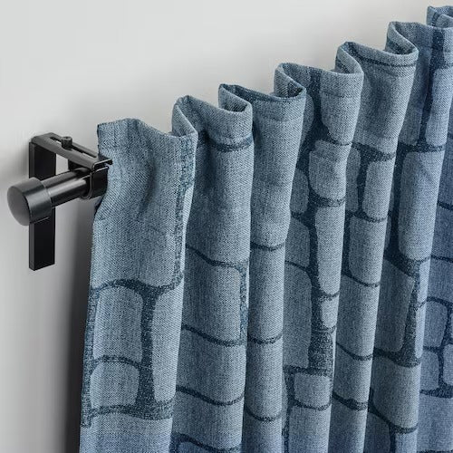 IKEA LONNSTAVMAL Block-out curtains, 1 pair, blue, 145x250 cm (57x98 ") | IKEA Curtains | Eachdaykart