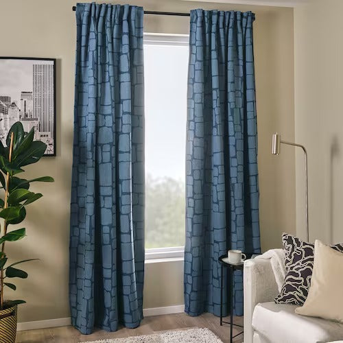 IKEA Lonnstavmal Block out curtains 1 pair blue