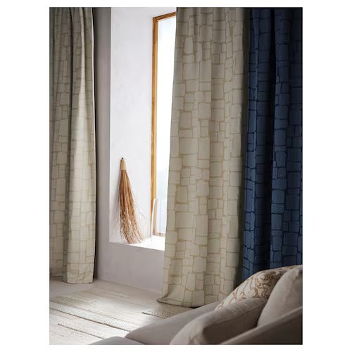 IKEA LONNSTAVMAL Block-out curtains, 1 pair, blue, 145x250 cm (57x98 ") | IKEA Curtains | Eachdaykart