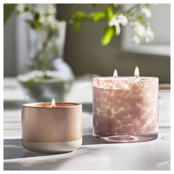 IKEA Lugnare scented candle in ceramic jar jasmine pink