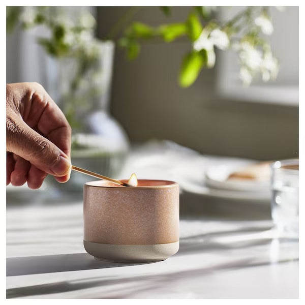 IKEA Lugnare scented candle in ceramic jar jasmine pink