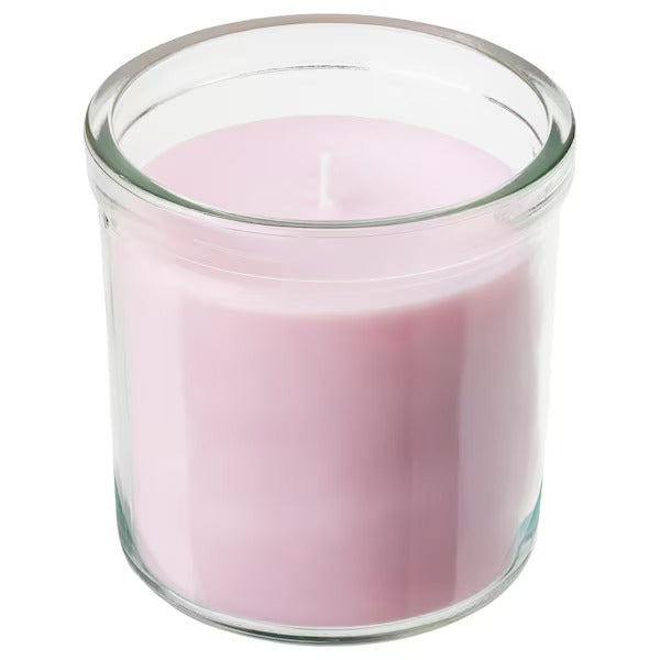 IKEA Lugnare scented candle in glass jasmine pink