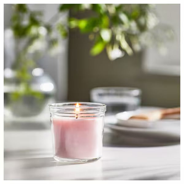 IKEA Lugnare scented candle in glass jasmine pink