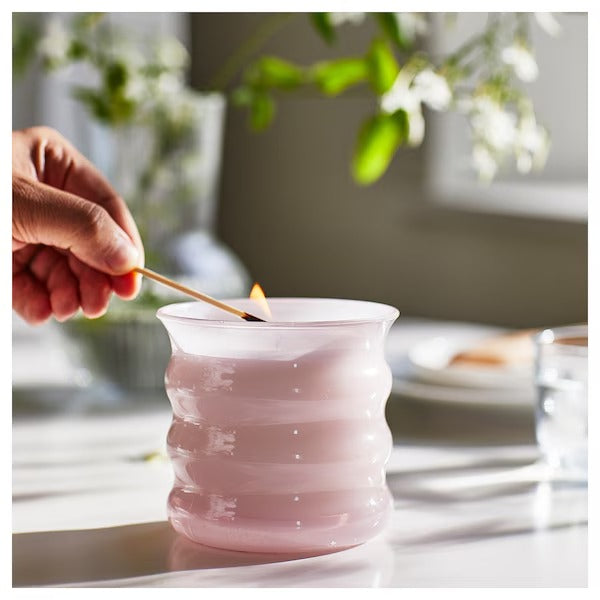 IKEA Lugnare scented candle in glass jasmine pink