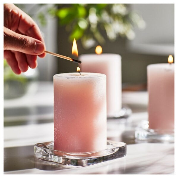 IKEA Lugnare scented pillar candle jasmine pink