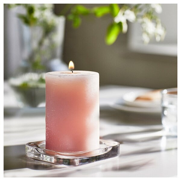 IKEA Lugnare scented pillar candle jasmine pink