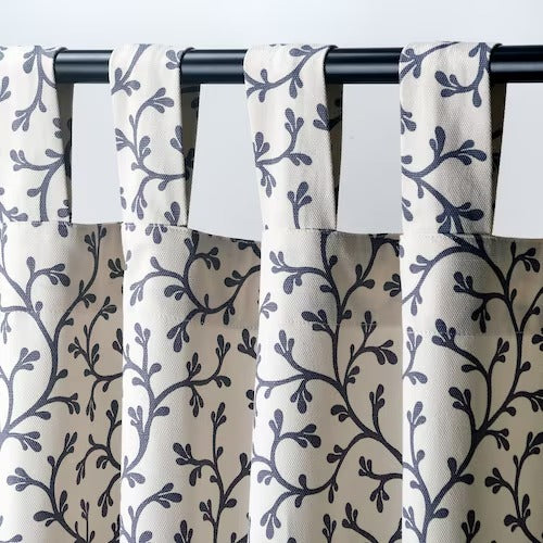 IKEA Lungort Curtains with tie backs 1 pair grey white