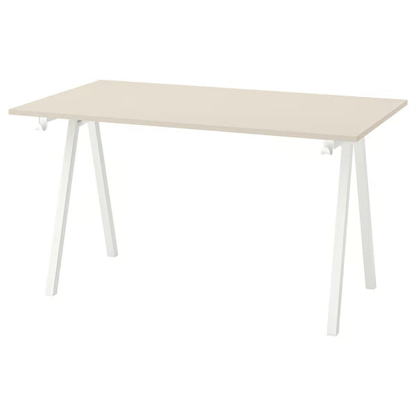 IKEA TROTTEN Desk, beige/anthracite, 140x80 cm (55 1/8x31 1/2 ")