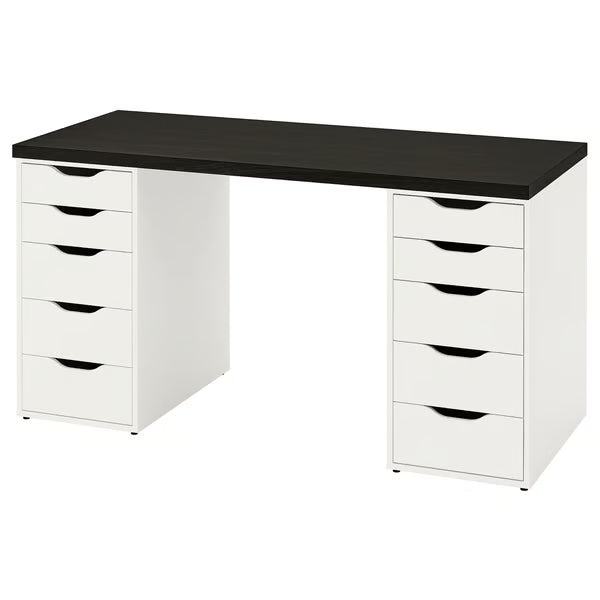 IKEA LAGKAPTEN / ALEX Desk, black-brown, 140x60 cm (55 1/8x23 5/8 ")