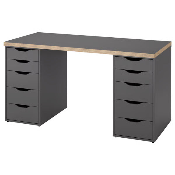 IKEA LAGKAPTEN / ALEX Desk, black-brown, 140x60 cm (55 1/8x23 5/8 ")