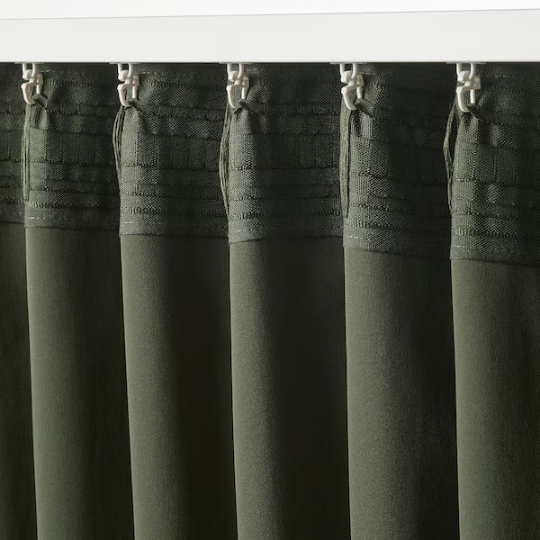 IKEA Majgull block out curtains dark green