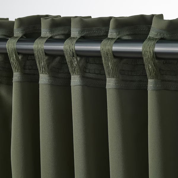 IKEA Majgull block out curtains dark green