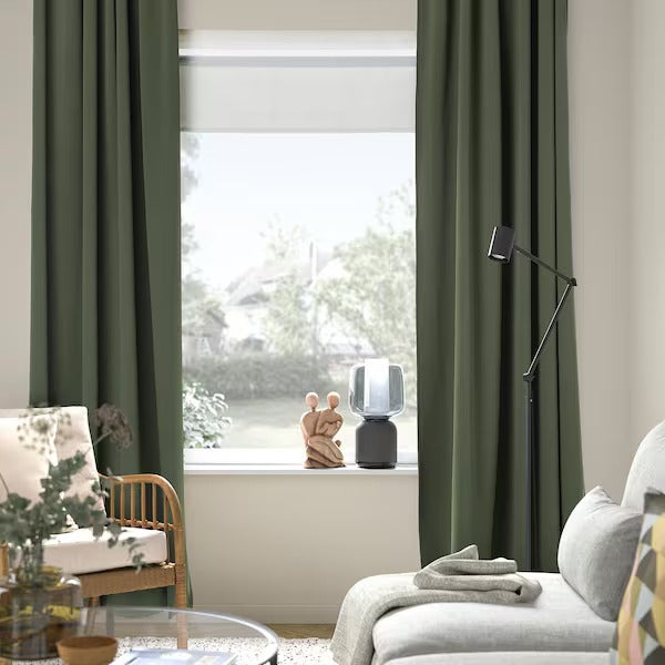 IKEA Majgull block out curtains dark green