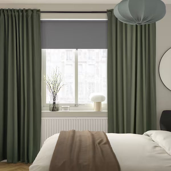 IKEA Majgull block out curtains dark green