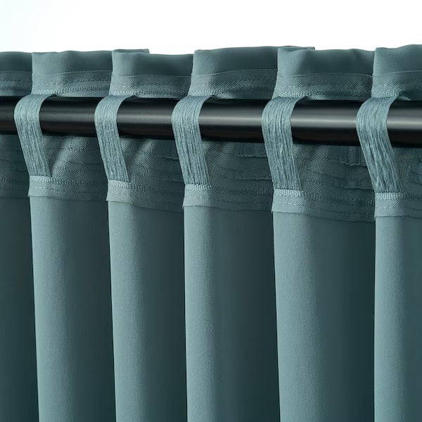 IKEA Majgull room darkening curtains dark grey turquoise