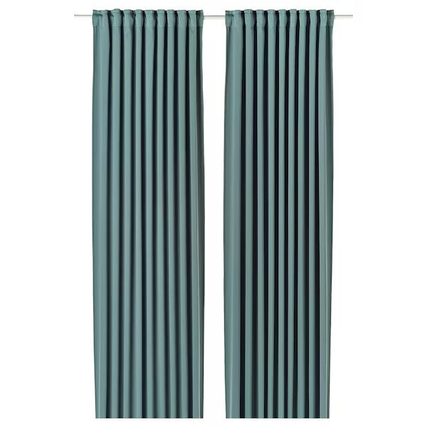 IKEA Majgull room darkening curtains dark grey turquoise